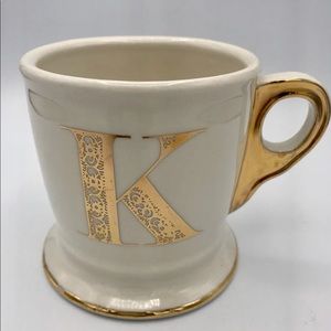 Anthropologie Gold Trim Monogram Mug Letter K